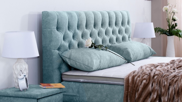 Meisterbetten Boxspringbett Acon 100x200 in DS-Azurro, Matratzenbezug Nano, Ergoflex-Topper Bild 3