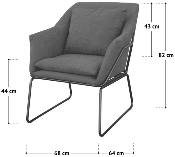SVITA JOSIE Sessel gepolstert Beistellsessel Grau Couch Einzel Relaxsessel Samt Bild 3