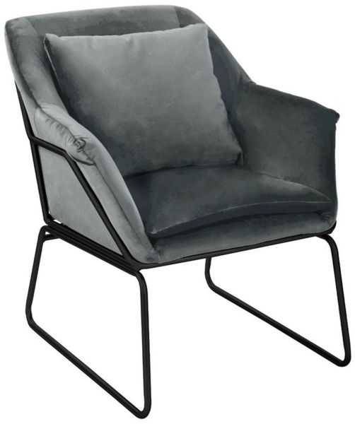 SVITA JOSIE Sessel gepolstert Beistellsessel Grau Couch Einzel Relaxsessel Samt Bild 5