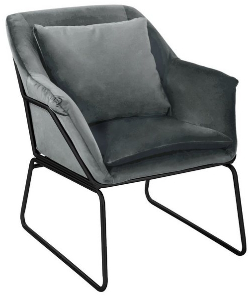 SVITA JOSIE Sessel gepolstert Beistellsessel Grau Couch Einzel Relaxsessel Samt Bild 4