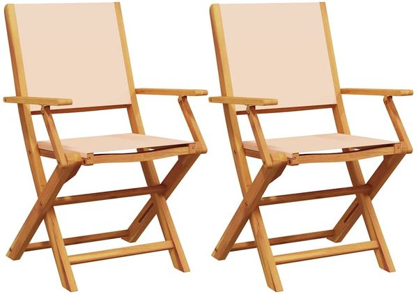 Gartenstühle, Terrassenstühle 2 Stk. Beige Massivholz Akazie & Stoff