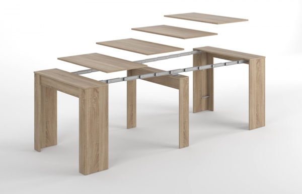 Dmora Ausziehbarer Tisch Abicitren, ausziehbarer Esstisch, Tisch mit Mehrzweckverlängerungen, ausziehbar auf bis zu 10 Sitzplätze, 51/237 x 90 x 78 cm, Eiche Bild 8