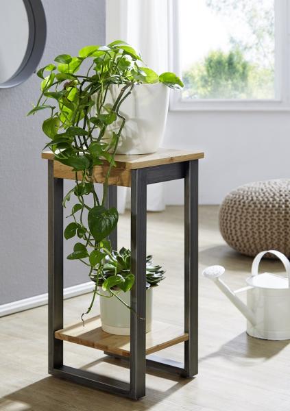 Blumensäule 30x60 cm "Taipeh" Wildeiche & Metall gebürstet