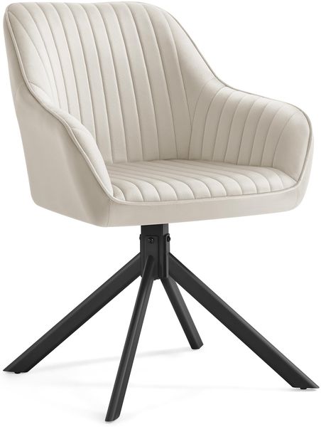 SONGMICS Esszimmerstuhl, bis 120 kg belastbar, Küchenstuhl, Sessel drehbar, Samt, Polsterstuhl mit Armlehnen, Stahlbeine, für Esszimmer, Küche, cappuccinobeige-tintenschwarz KDC161LH01V2