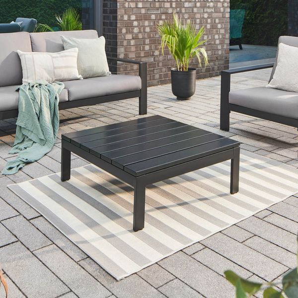 HOME DELUXE Aluminium Tischplatte für Gartenlounge RIO - Schwarz