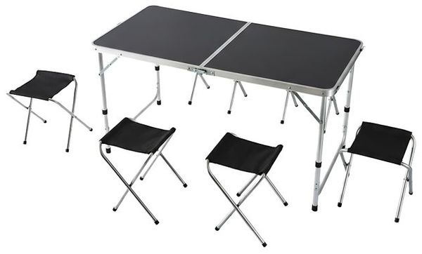 Relaxdays Campingtisch mit 4 Hockern