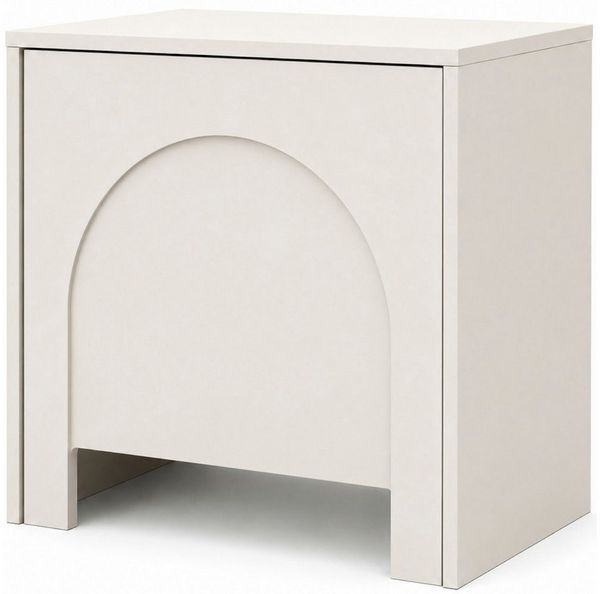 Prima-Online Nachttisch Nachttisch VENTO Kaschmir matt Breite: 54 cm / Höhe: 51cm / Tiefe:35cm (Griffloser Nachttisch), Push-to-Open Tür und moderner Bogenfront
