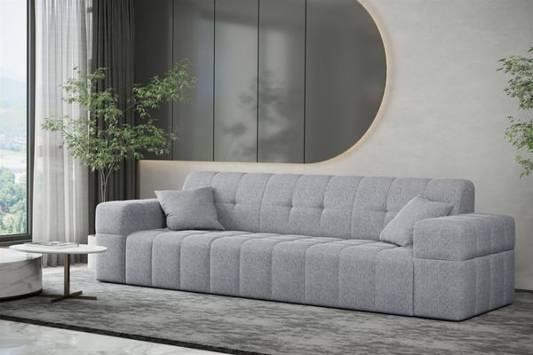 Sofa Designersofa NANCY 3-Sitzer in Stoff Neve Hellgrau