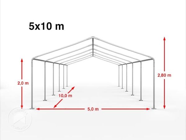 Toolport Partyzelt Pavillon, PE Plane 350 N weiß, 5x10 m Bild 9
