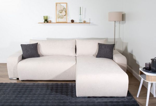 COLLECTION AB Ecksofa Pia L-Form, B: 237 cm, Bettfunktion, Bettkasten & 2 Zierkissen, Federkern