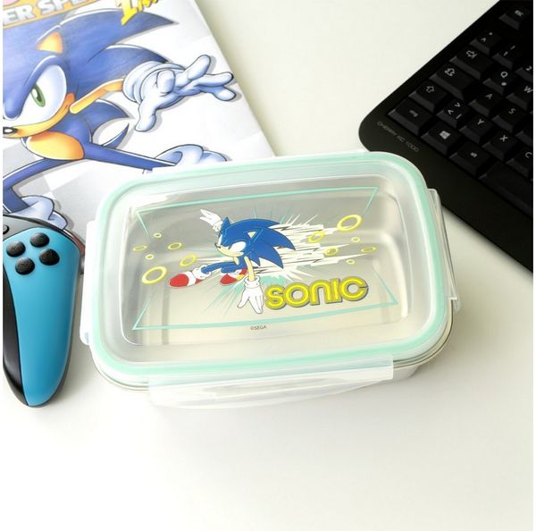 Geda Labels GmbH Lunchbox Sonic Retro, Edelstahl, (1-tlg), Türkis, 850ml, 4-seitiger Clipverschluss