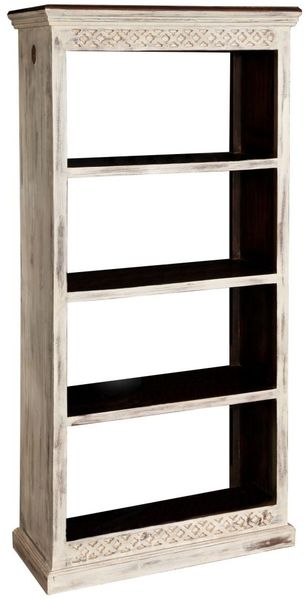 Regal Mango / Akazie 85x40x175 weiß gewachst CASTLE-ANTIK #223