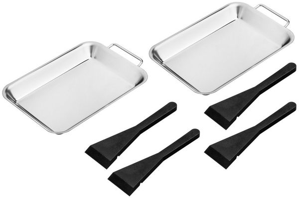 2er Set Edelstahl Grillpfannen mit Schaber 21cm 6035 Hi
