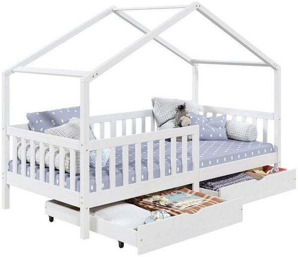 IDIMEX Kinderbett ELEA, Hausbett Montessori Bett Kinderbett Tipibett 90 x 200 Kiefer Schublad Bild 2
