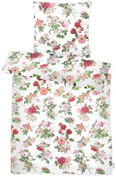 APELT Bettwäsche Laura, Satin (Bio-Baumwolle), modisches Rosenallover