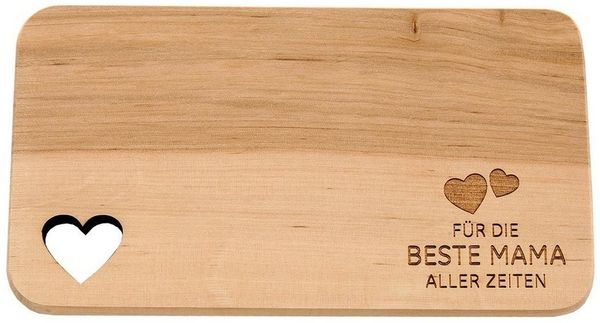 Spruchreif® Frühstücksbrett Frühstücksbrettchen aus Holz · Brotzeitbrett mit Gravur · Geschenk für Familie · Holzbrettchen mit Herzausschnitt
