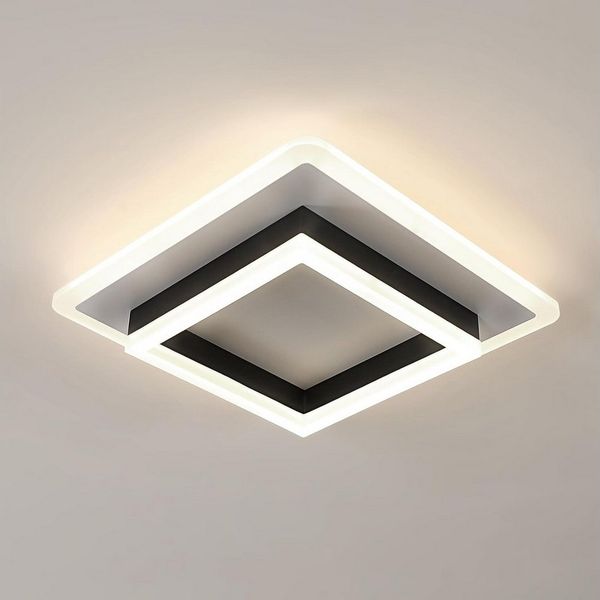 Riserva Deckenleuchten Moderne Quadratische LED Deckenleuchte Schwarz Weiß 30W Neutralweiß