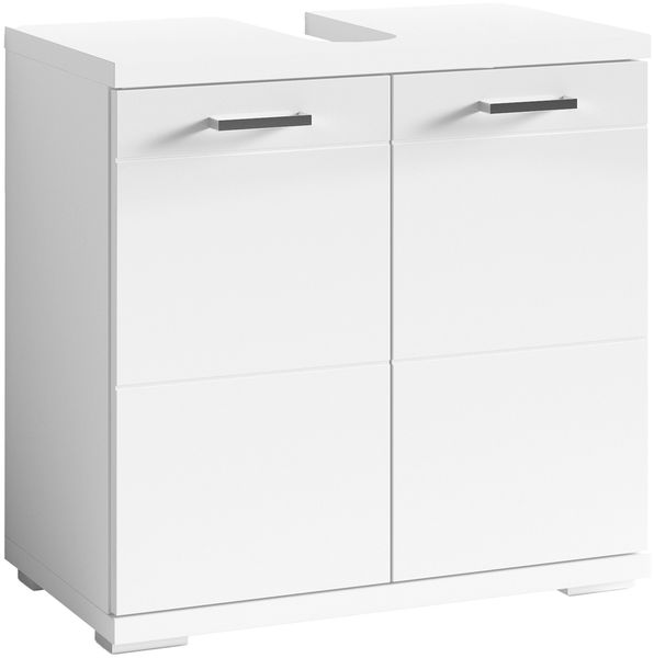 byLIVING Waschbeckenunterschrank NEBRASKA / Waschtisch Unterschrank stehend, in matt weiß Hochglanz weiß lackiert / 2-türig / B 60, H 59, T 31,5 cm