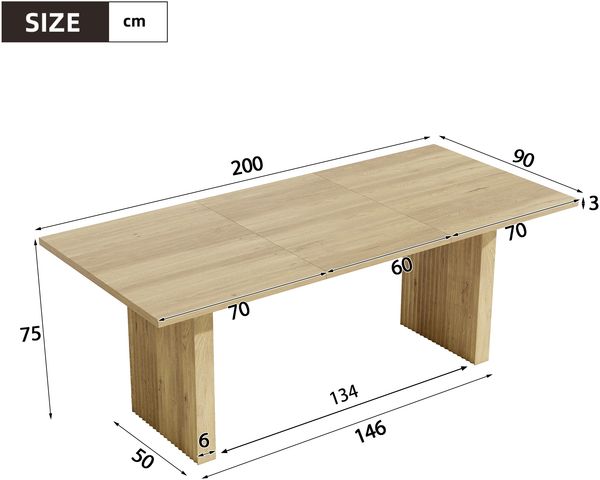 Esstisch ausziehbar 140/200 x 90 cm, MDF in Eichenoptik, rechteckig mit Lamellenbeinen Bild 4