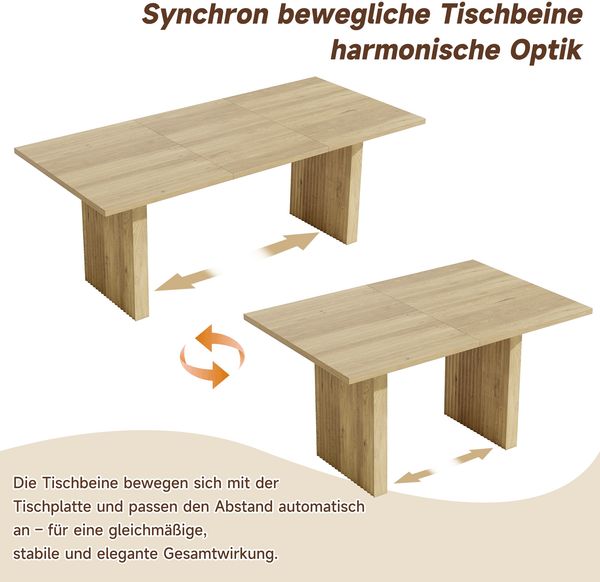 Esstisch ausziehbar 140/200 x 90 cm, MDF in Eichenoptik, rechteckig mit Lamellenbeinen Bild 7