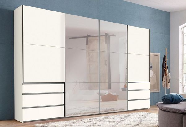 Schwebetürenschrank Level Kleiderschrank mit Synchronöffnung Ausführung weiß