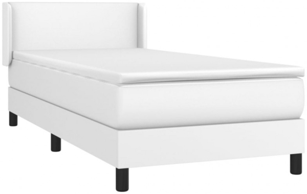 vidaXL Boxspringbett mit Matratze Weiß 90x190 cm Kunstleder 3130632 Bild 3