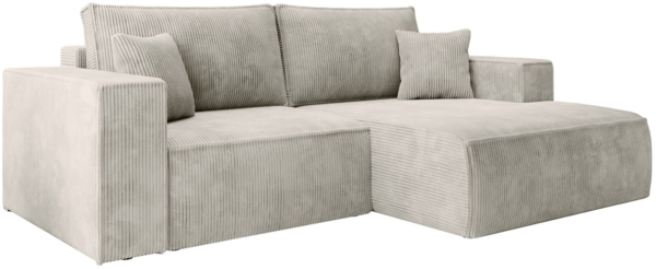 Selsey 'Farese Mini' Ecksofa mit Cordbezug, Schlaffunktion und Stauraum, Greige, rechts