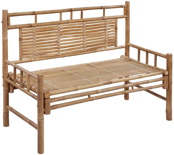 Gartenbank, Sitzbank mit Auflage 120 cm Bambus
