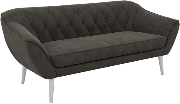 Sofa, Wohnzimmersofa PIRS 3, Skandinavisches Sofa 3-Sitzer, Sofa mit Wellenfederung, weiße Füße, Breite 180 cm Hoher Sitzkomfort - Dunkelgrau Velvet Bild 8