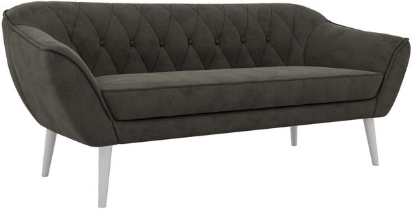 Sofa, Wohnzimmersofa PIRS 3, Skandinavisches Sofa 3-Sitzer, Sofa mit Wellenfederung, weiße Füße, Breite 180 cm Hoher Sitzkomfort - Dunkelgrau Velvet Bild 6