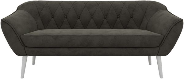 Sofa, Wohnzimmersofa PIRS 3, Skandinavisches Sofa 3-Sitzer, Sofa mit Wellenfederung, weiße Füße, Breite 180 cm Hoher Sitzkomfort - Dunkelgrau Velvet Bild 7