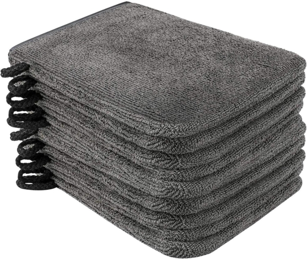 10er Pack Mikrofaser Waschlappen 15x21 cm Dunkelgrau Saugfähige Frottee Handtuch