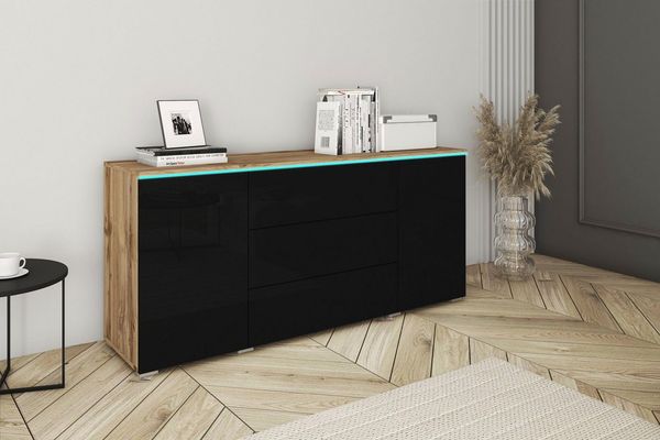 INOSIGN Sideboard VERA, grifflos, verstellbare Einlegeböden, Wahlweise mit oder ohne Beleuchtung
