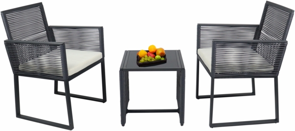 VCM Gartenmöbel-Set Fidola 920286 Schwarz H. 86 x B. 151 x T. 53 cm