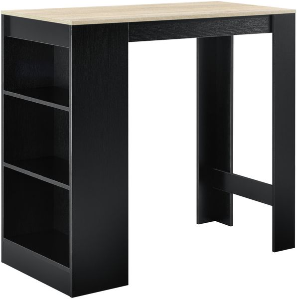 Bartisch Kouvola mit 3 Fächern 110x50x103 cm Schwarz/Eiche-Optik [en. casa]
