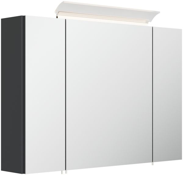 Spiegelschrank 90cm inkl. Design LED-Lampe und Glasböden grafit : Grafit