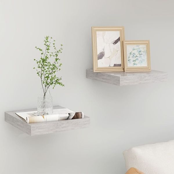 vidaXL Schweberegale 2 Stk. Betongrau 23x23,5x3,8 cm MDF 326589
