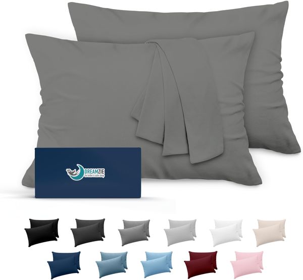Kissenbezug 40x60 Anthrazit 2er Set Mikrofaser Oeko-TEX Zertifiziert Dreamzie - Kopfkissenbezug 40x60 Weich