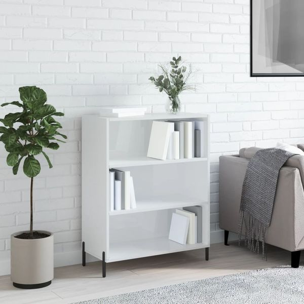 vidaXL Regalschrank Hochglanz-Weiß 69,5x32,5x90 cm Holzwerkstoff 828374