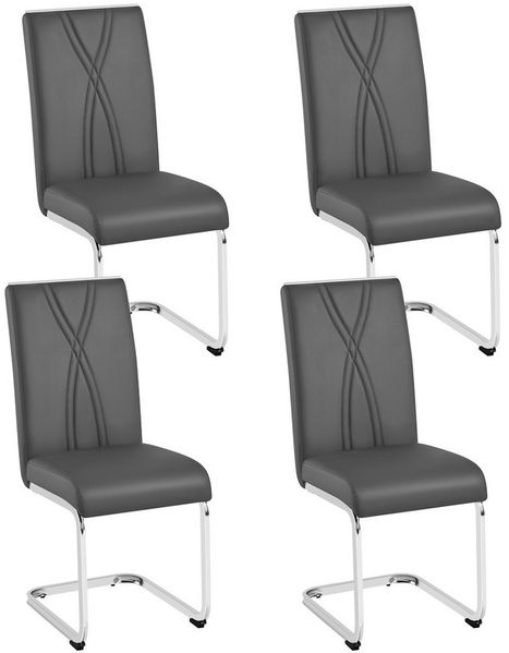 Yaheetech 4er Set Schwingstuhl mit U-förmigem Metalluntergestell, 59 x 40,5 x 98,5 cm, Dunkelgrau