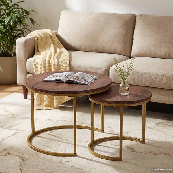 vidaXL Nesting-Couchtische 2 pcs Massivholz Mango und Stahl 4104644