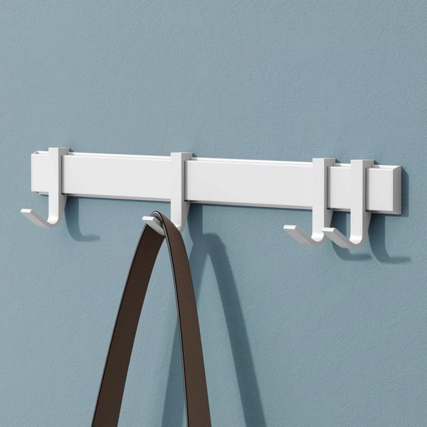 Mai & Mai Wandgarderobe Kleiderhaken Garderobenleiste aus Aluminium mit 4/6/8 Haken Stalo-12, Flexibel entlang der Schiene verschieben, individuell positionieren.