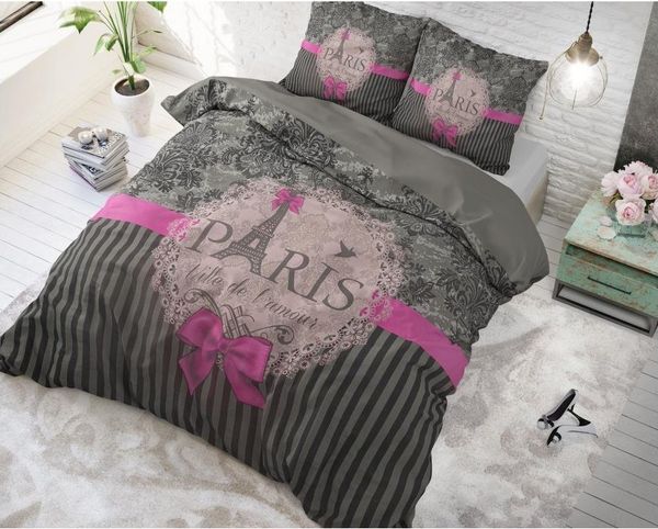 Sitheim-Europe Bettwäsche Sleeptime I Love Paris - Bettbezug +Kissenbezüge, Baumwolle, 3 teilig, Weich, geschmeidig und wärmeregulierend