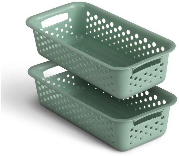 Pro Home Aufbewahrungskorb Modularer Kunststoffkorb Kunststoff Box (2 St), Aufbewahrungsbox mit Griffen - BPA-Frei - Organizer Körbchen Bad Küche