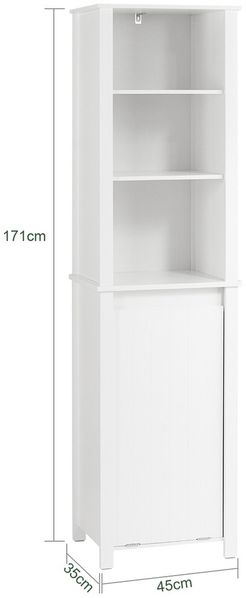 SoBuy BZR102-W Badezimmer-Hochschrank, MDF, Lackiert, Weiß, 45 x 171 x 35 cm Bild 3