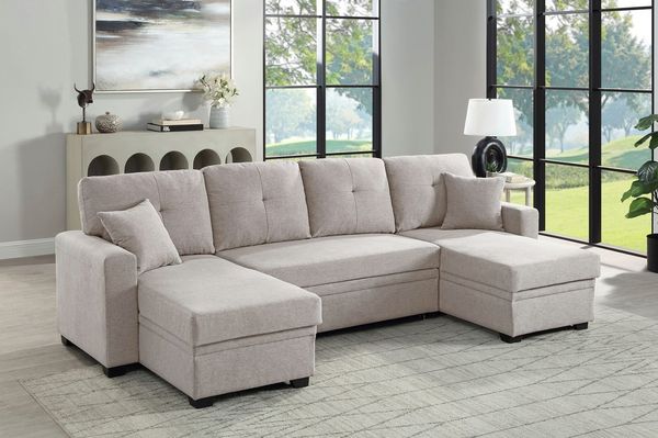 ATLANTIC home collection Wohnlandschaft Gerrit U-Form, Br. 282 cm, Liegefl. 125x215 cm, mit Bettfunktion, 2 Bettkästen & 2 Zierkissen