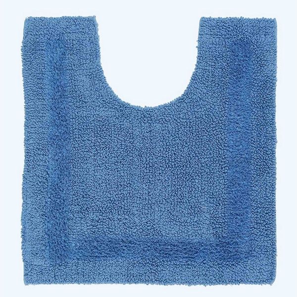Homescapes Premium WC-Vorleger blau, Baumwoll-Badematte 50x55 cm mit Wende-Design, WC-Teppich mit Ausschnitt