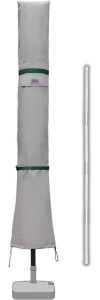 Sekey Sonnenschirm Schutzhülle mit Stab, Abdeckhauben für Ø 350cm / 200x300 cm Gartenschirm mit Belüftungsöffnungen, Abdeckung für Marktschirm / Balkonschirm, 100% Polyester, wasserdicht, Hellgrau