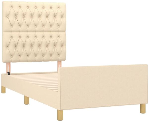Einzelbett mit Kopfteil Stoff Creme 90x200 cm [3125273] Bild 4