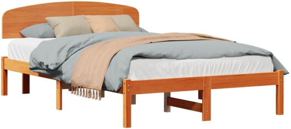 vidaXL Bettrahmen Wachsbraun 120 x 190 cm Massives Kiefernholz 872076
